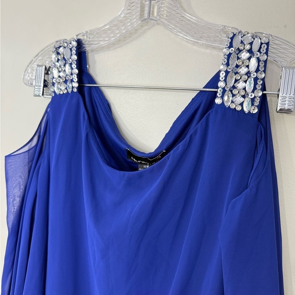 LAURA PLUS 14+ ELEGANT BLUE DRESS WITH SPARKLY BEADS 16W - Picture 6 of 13